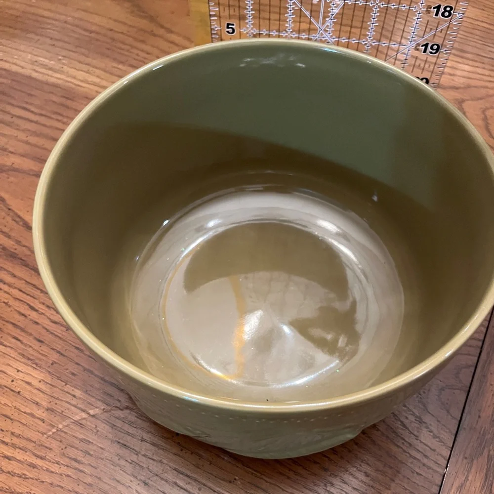 Pier 1 Imports Carrot Embossed Large Green Serving Bowl‎